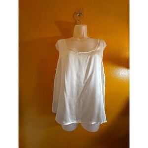Nygard Collection Womens Ivory 100% Silk Tank Top Side Zip Scoop Neck Size 16